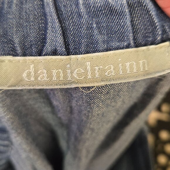 Chambray Cottagecore Boho Country Button-Down Denim Maxi Skirt Ruffle Hem L - Picture 9 of 11